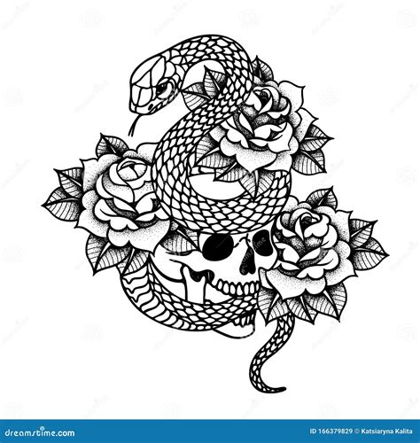 skull rose snake tattoo|traditional skull and rose tattoo.